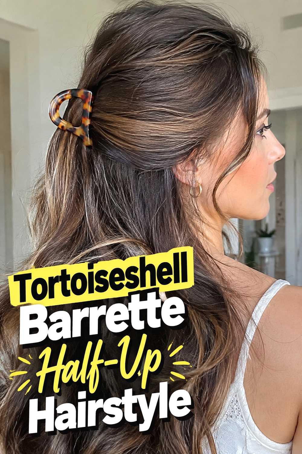 12. Tortoiseshell Barrette Half Up Hairstyle