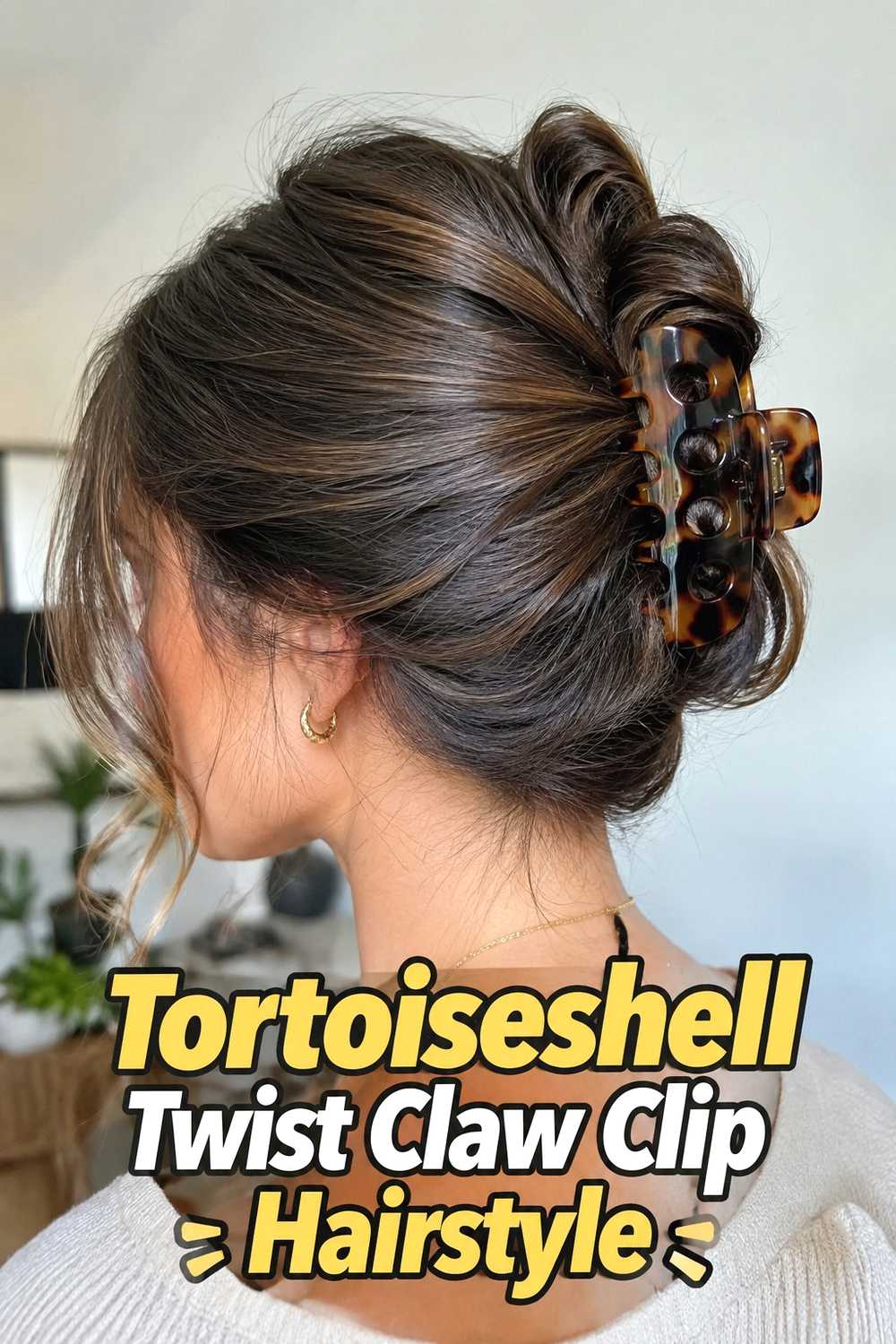 3. Tortoiseshell Twist Claw Clip Hairstyle