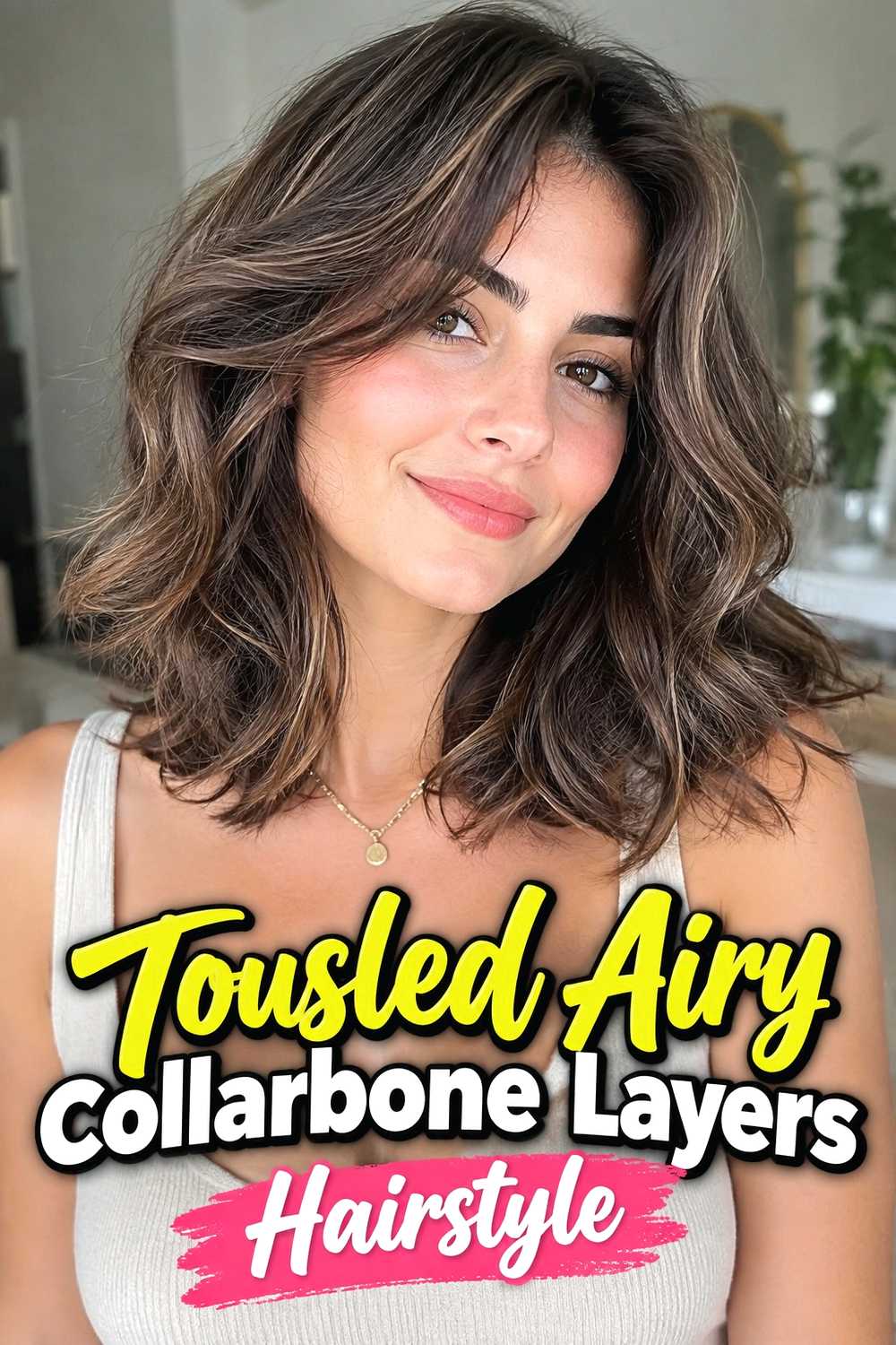 13. Tousled Airy Collarbone Layers Hairstyle