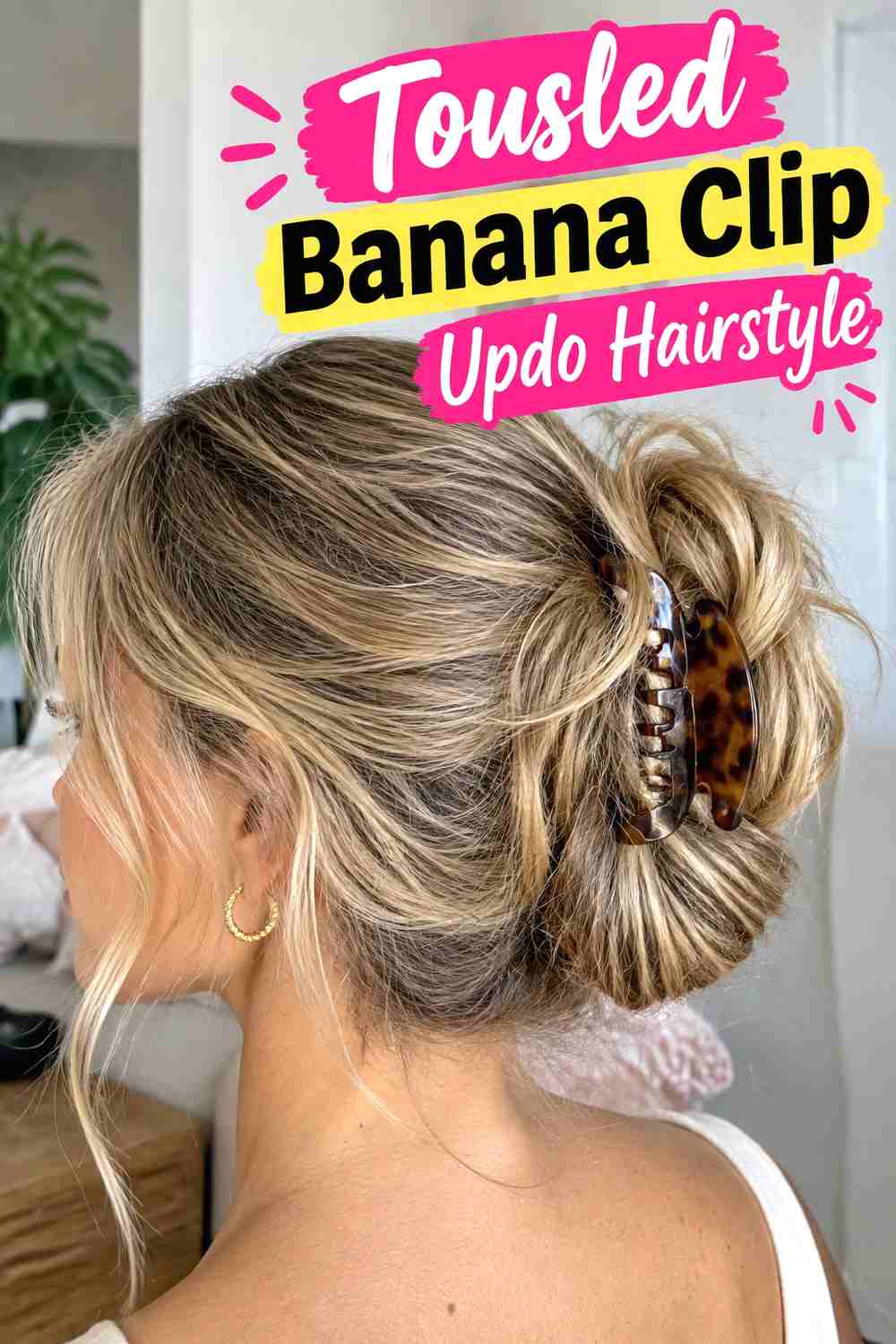 5. Tousled Banana Clip Updo Hairstyle