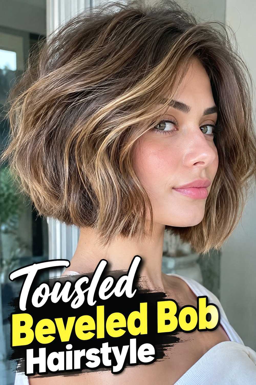 14. Tousled Beveled Bob Hairstyle