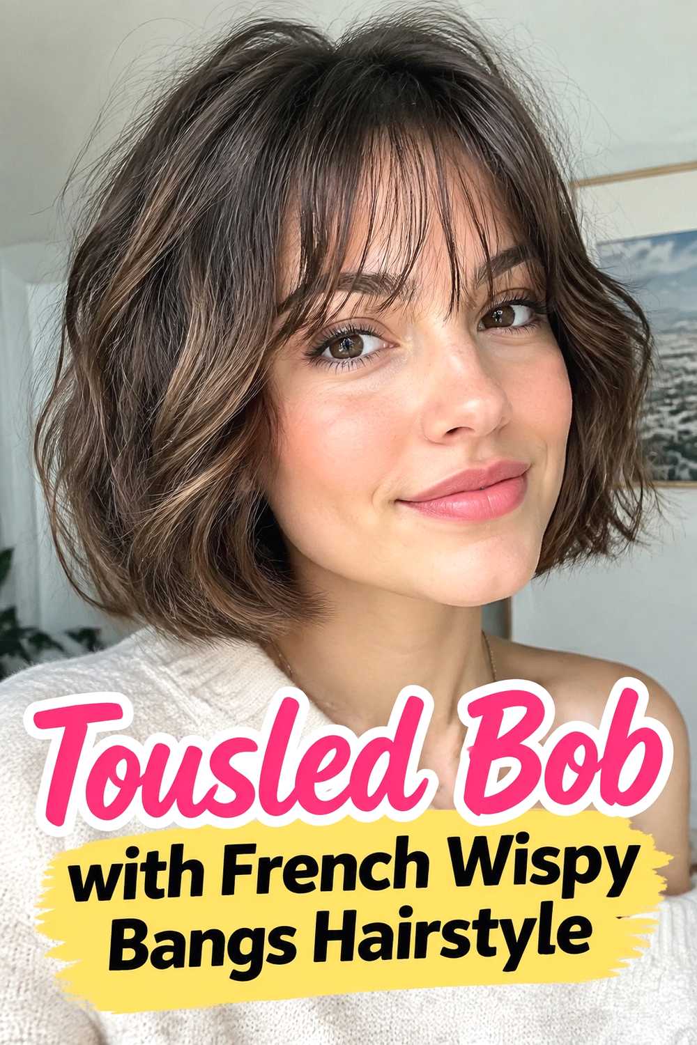 9. Tousled Bob With French Wispy Bangs Hairstyle