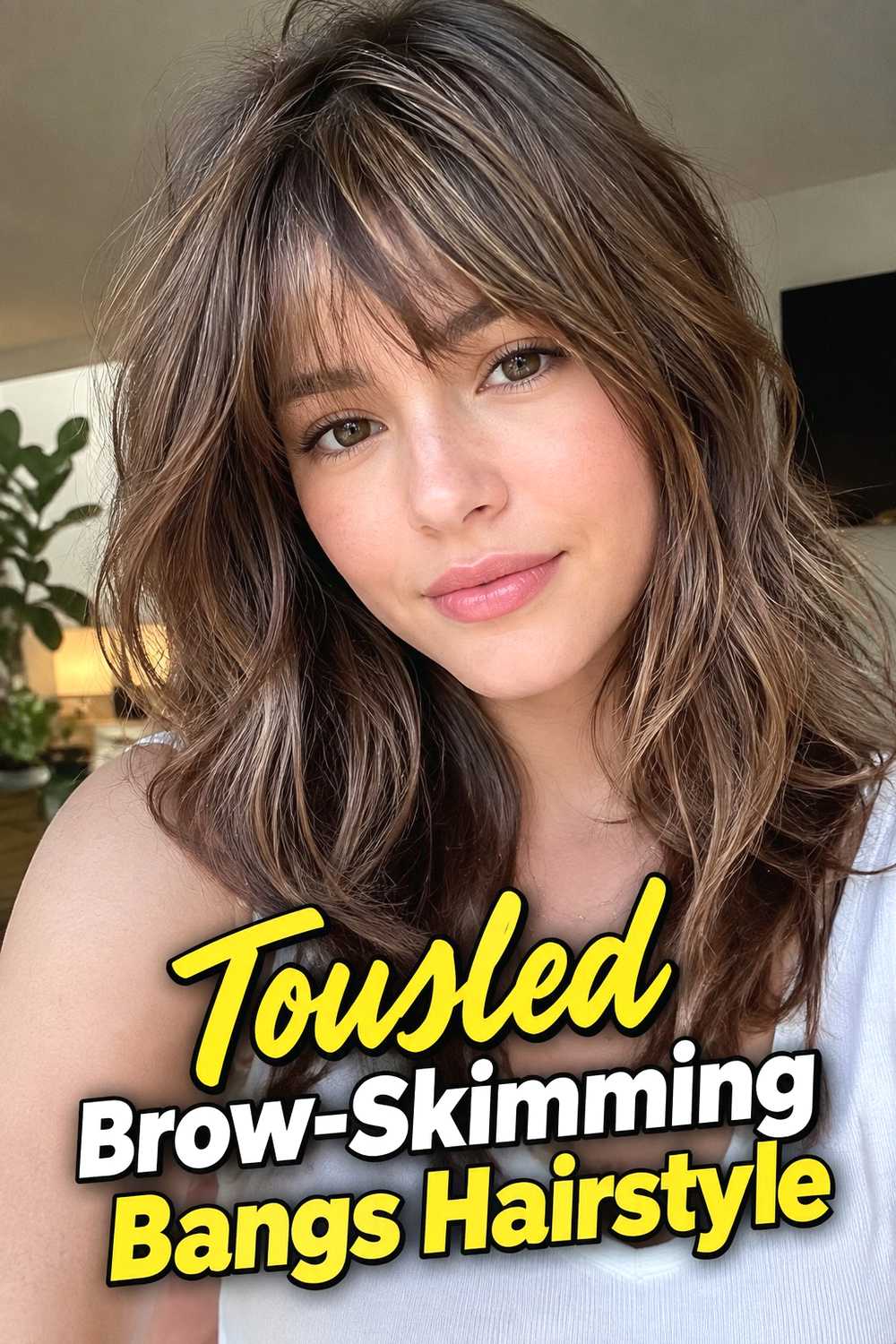 12. Tousled Brow Skimming Bangs Hairstyle