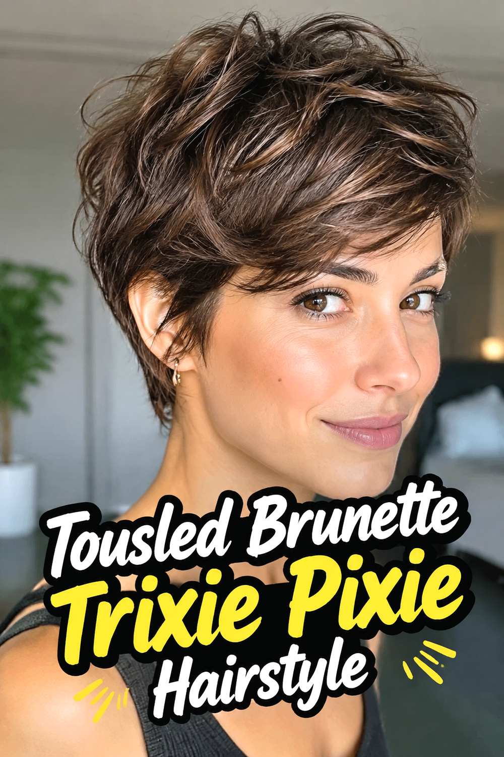 Tousled Brunette Trixie Pixie Hairstyle