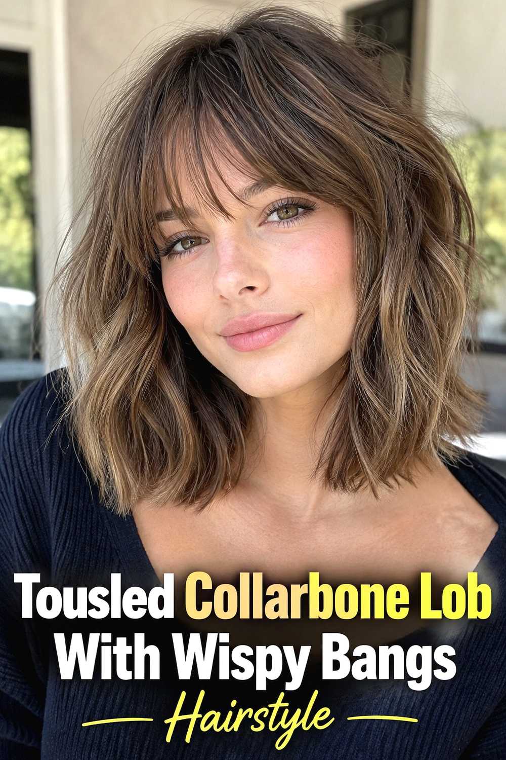 9. Tousled Collarbone Lob With Wispy Bangs Hairstyle