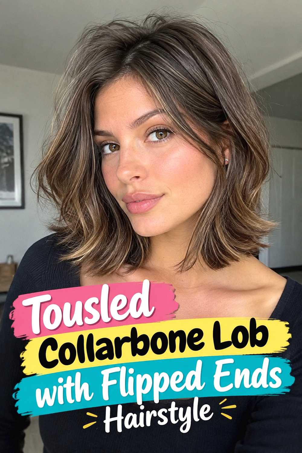 13. Tousled Collarbone Lob With Flipped Ends Hairstyle