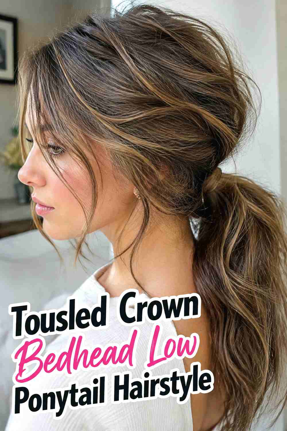 4. Tousled Crown Bedhead Low Ponytail Hairstyle