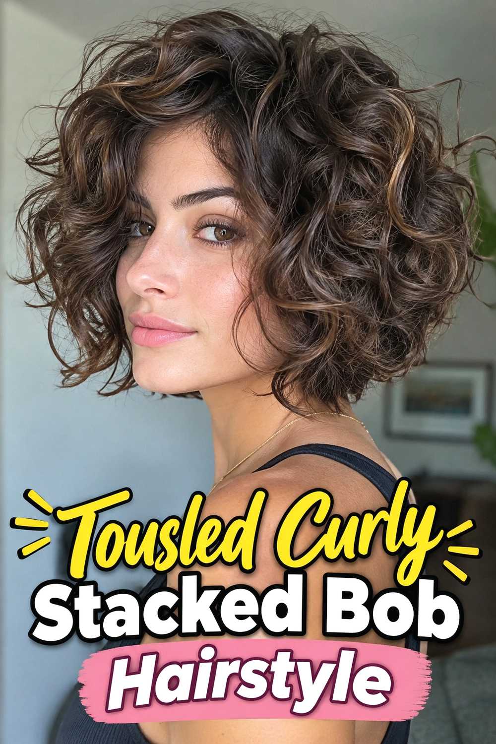11. Tousled Curly Stacked Bob Hairstyle