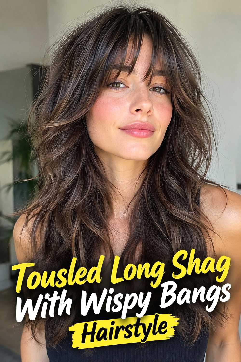 5. Tousled Long Shag With Wispy Bangs Hairstyle
