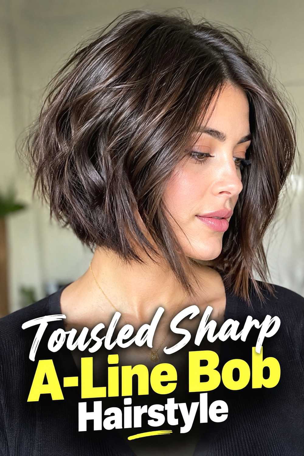 20. Tousled Sharp A Line Bob Hairstyle