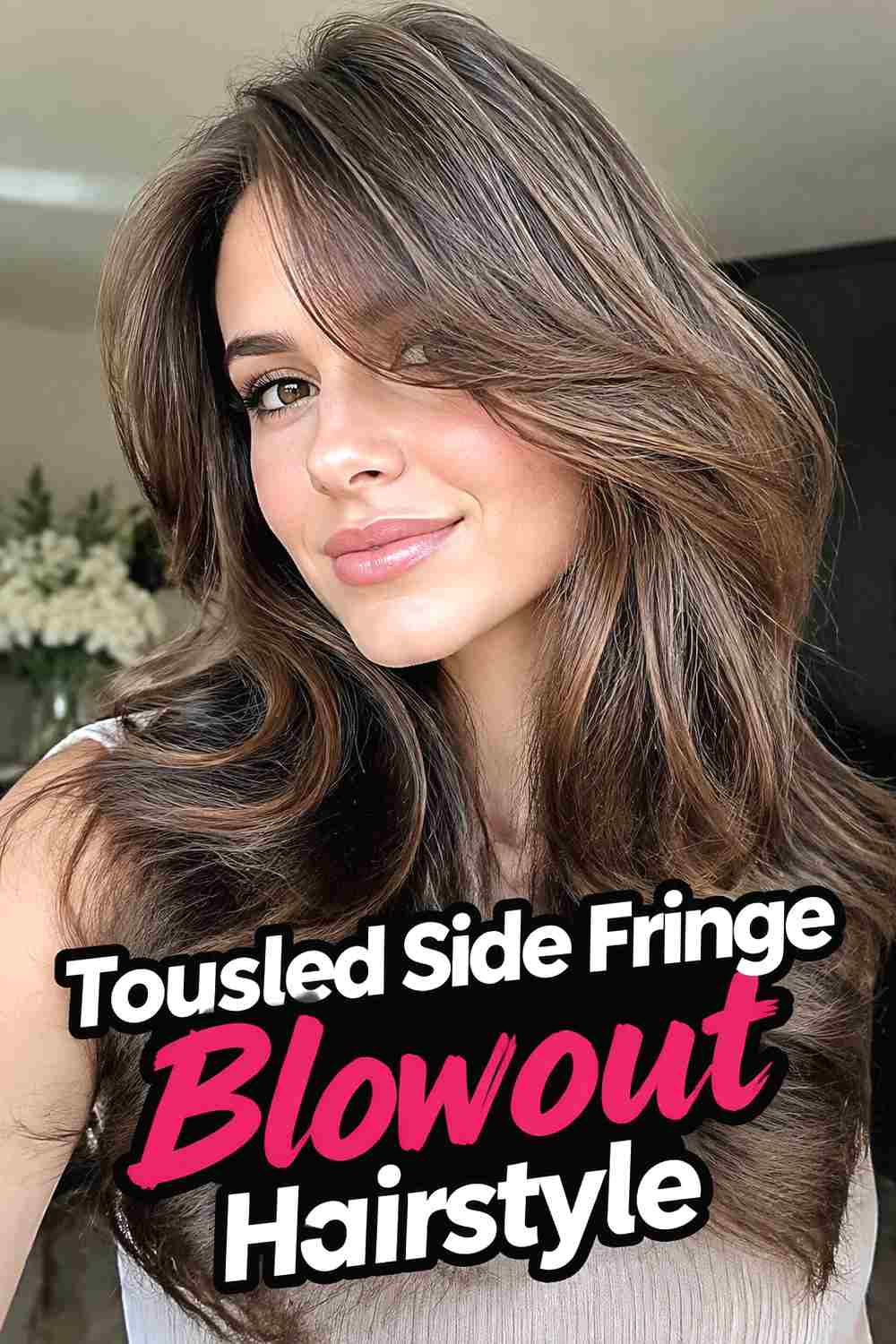 17. Tousled Side Fringe Blowout Hairstyle