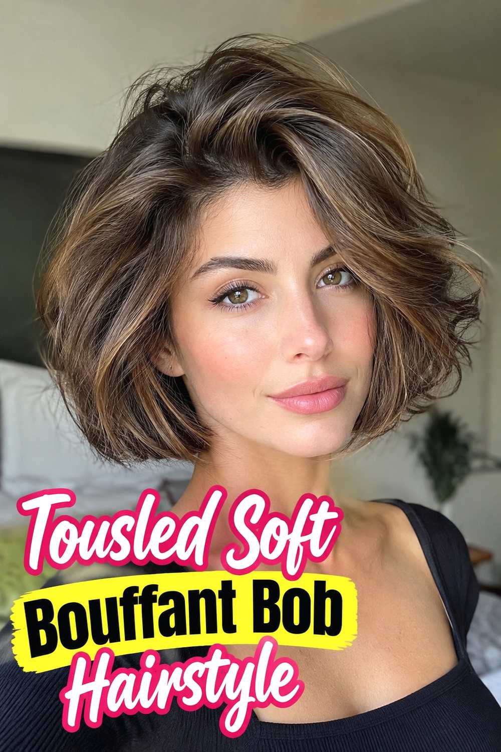 7. Tousled Soft Bouffant Bob Hairstyle