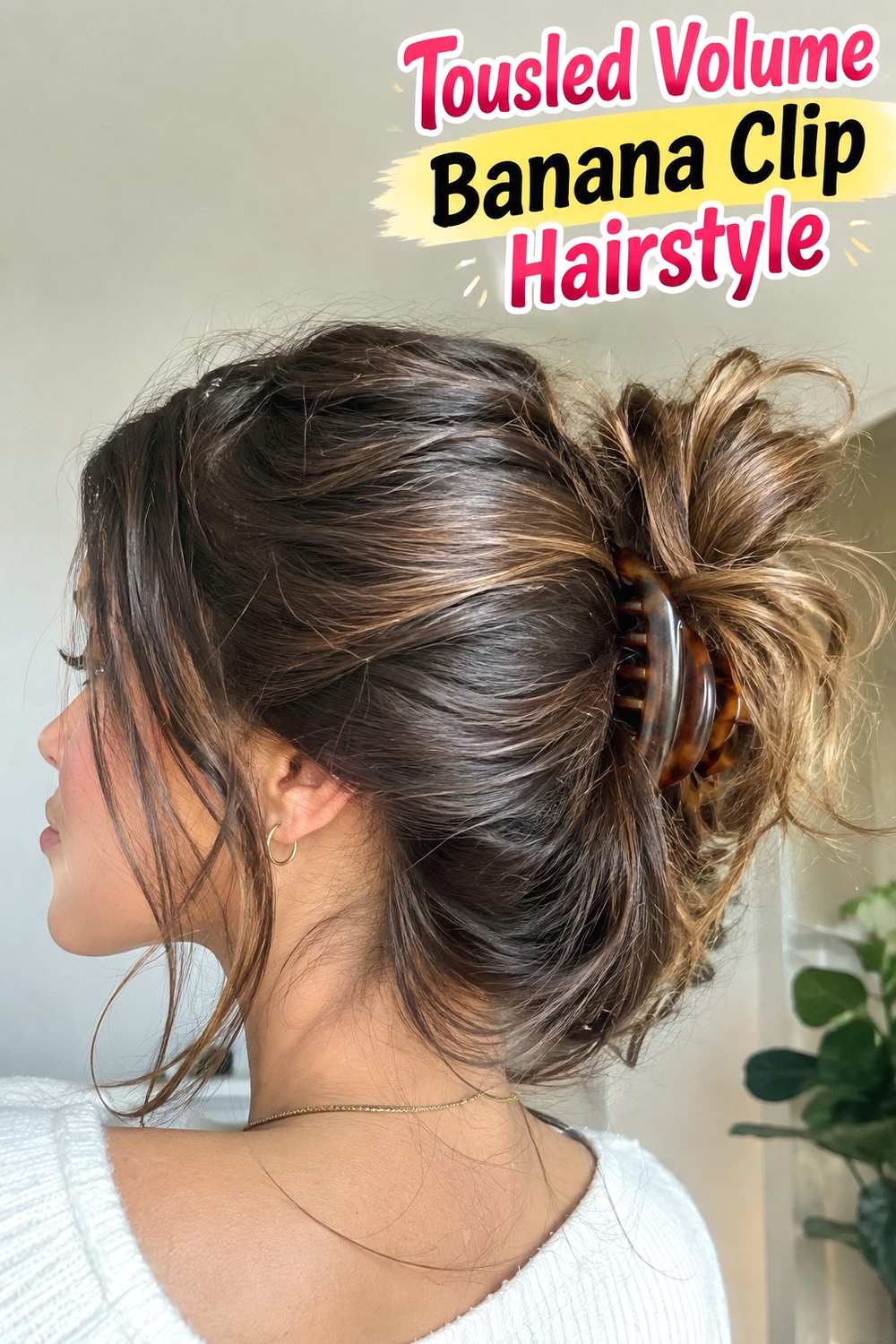14. Tousled Volume Banana Clip Hairstyle
