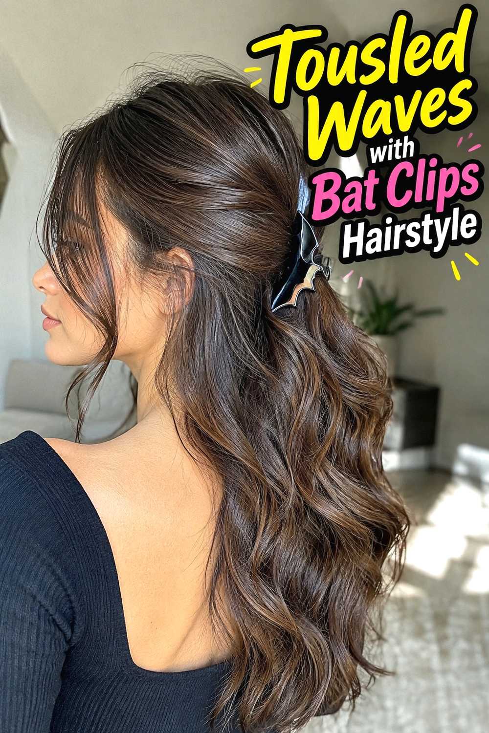 6. Tousled Waves With Bat Clips Hairstyle