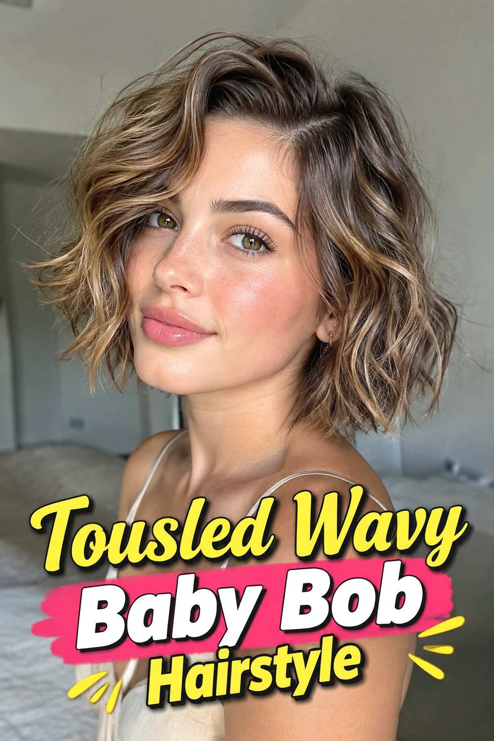 8. Tousled Wavy Baby Bob Hairstyle