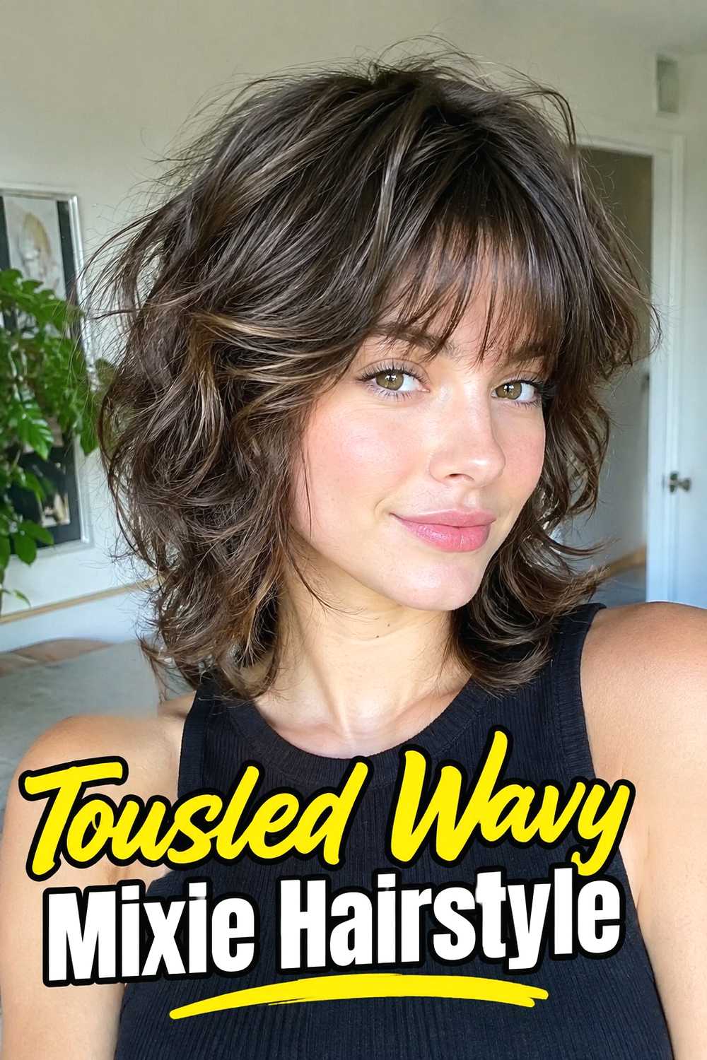 3. Tousled Wavy Mixie Hairstyle