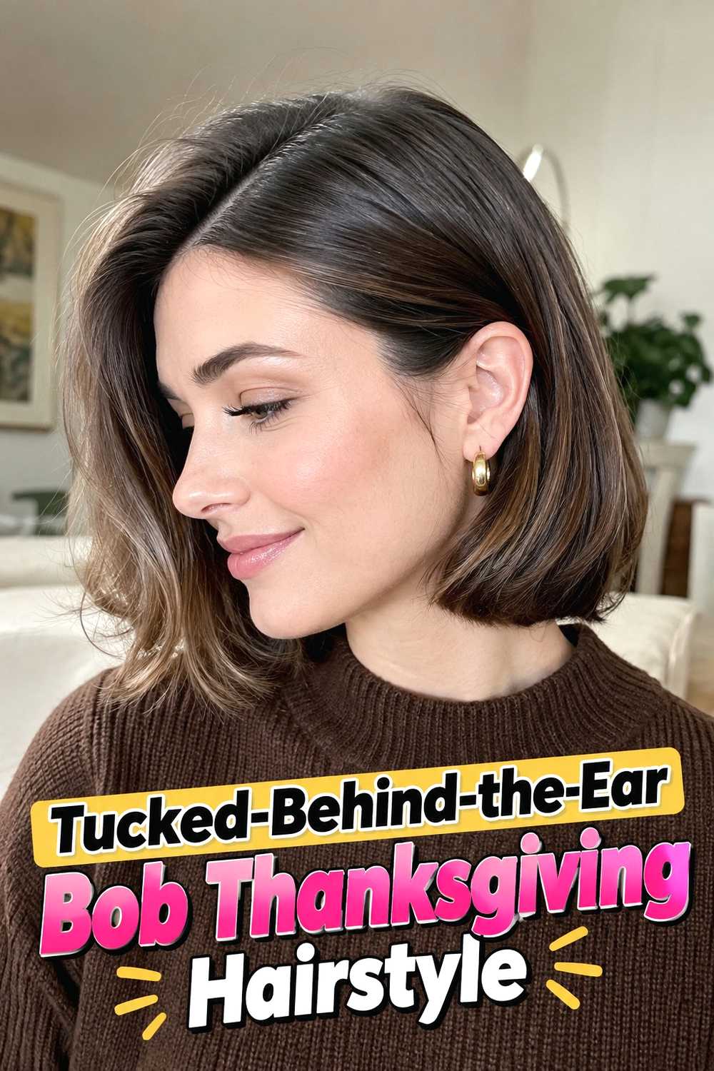 11. Tucked Behind The Ear Bob Thanksgiving Hairstyle