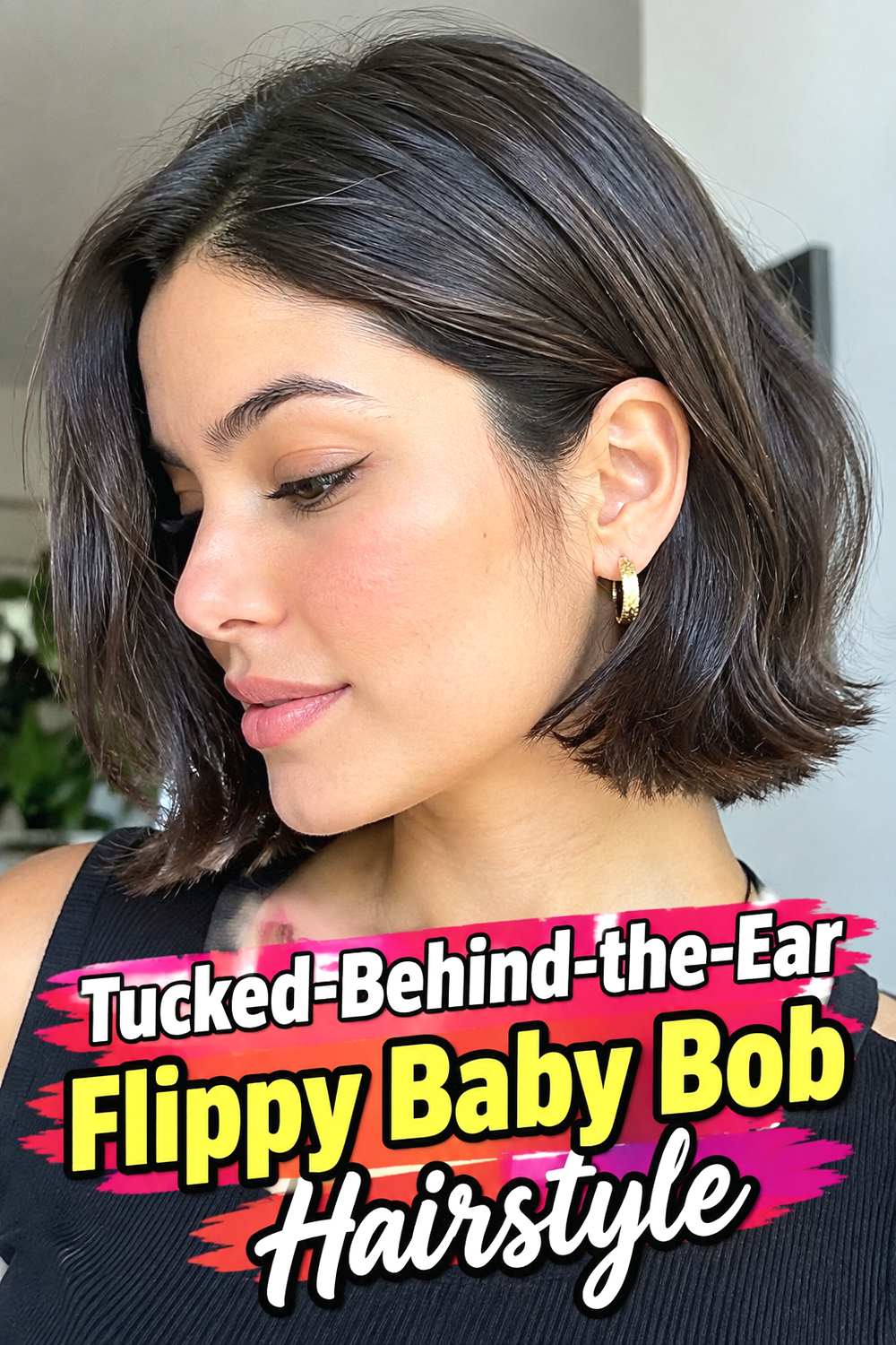 Tucked-Behind-the-Ear Flippy Baby Bob Hairstyle