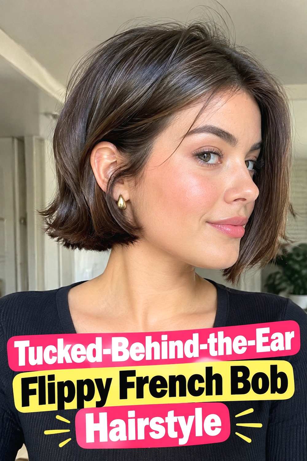 16. Tucked Behind The Ear Flippy French Bob Hairstyle