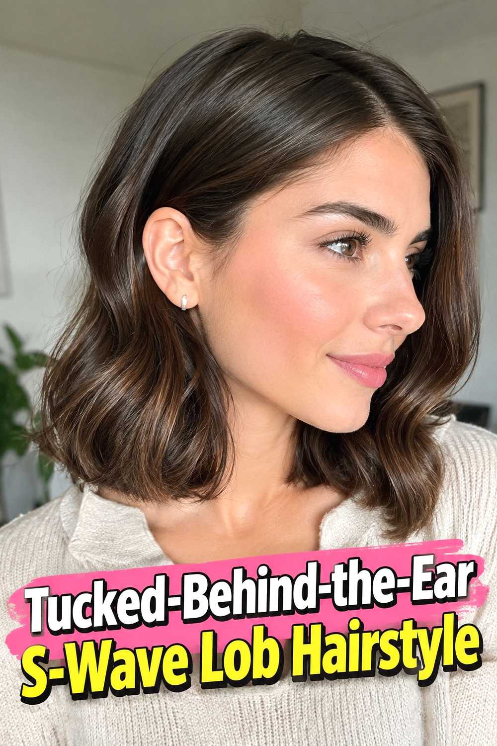 12. Tucked Behind The Ear S Wave Lob Hairstyle