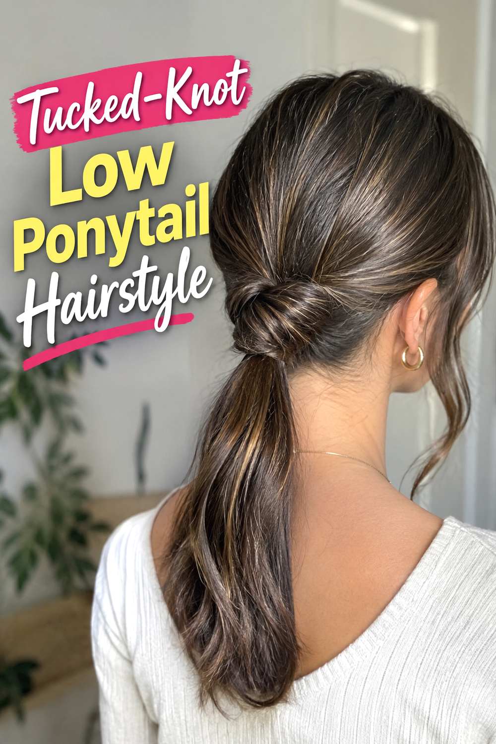 Tucked-Knot Low Ponytail Hairstyle