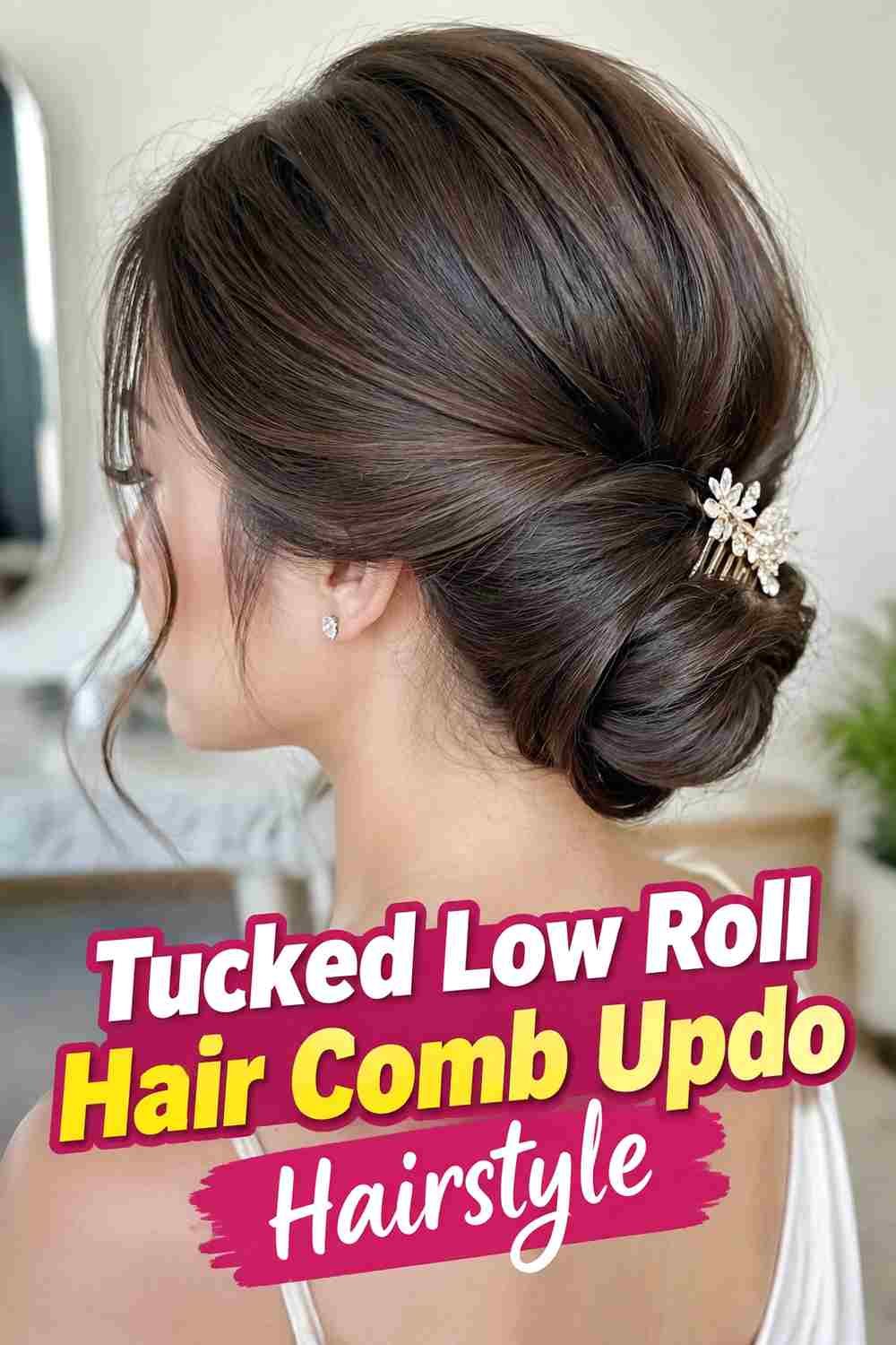 10. Tucked Low Roll Hair Comb Updo Hairstyle