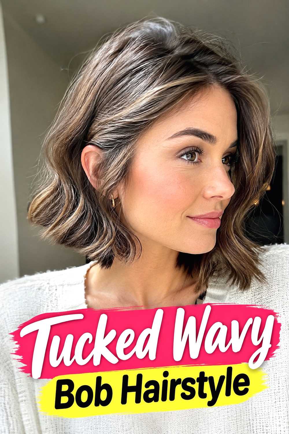 11. Tucked Wavy Bob Hairstyle