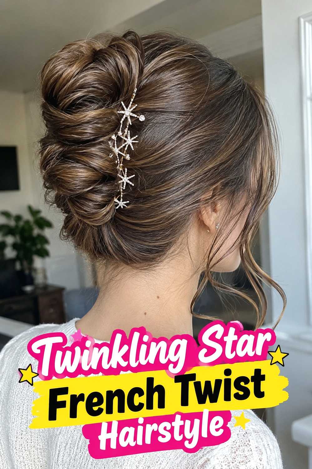 10. Twinkling Star French Twist Hairstyle