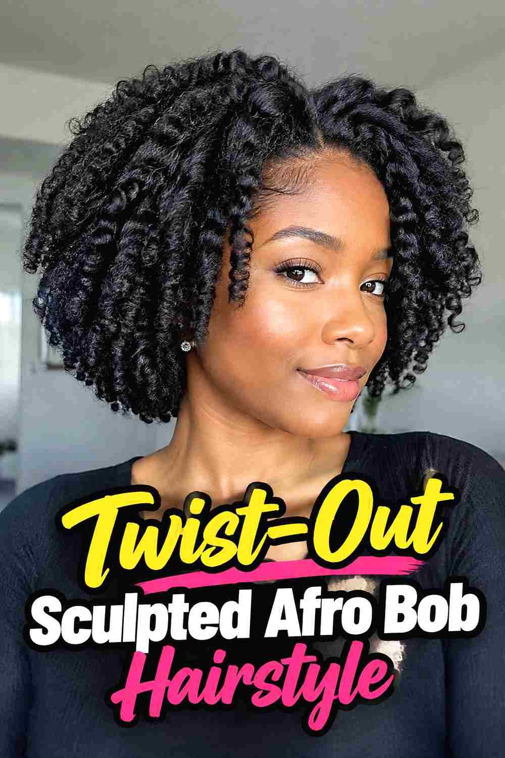 13. Twist Out Sculpted Afro Bob Hairstyle
