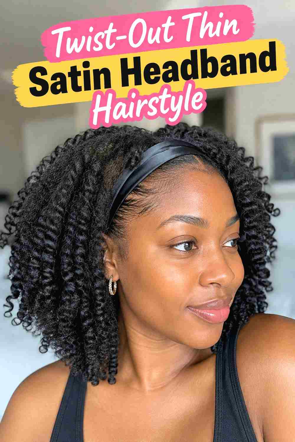 18. Twist Out Thin Satin Headband Hairstyle