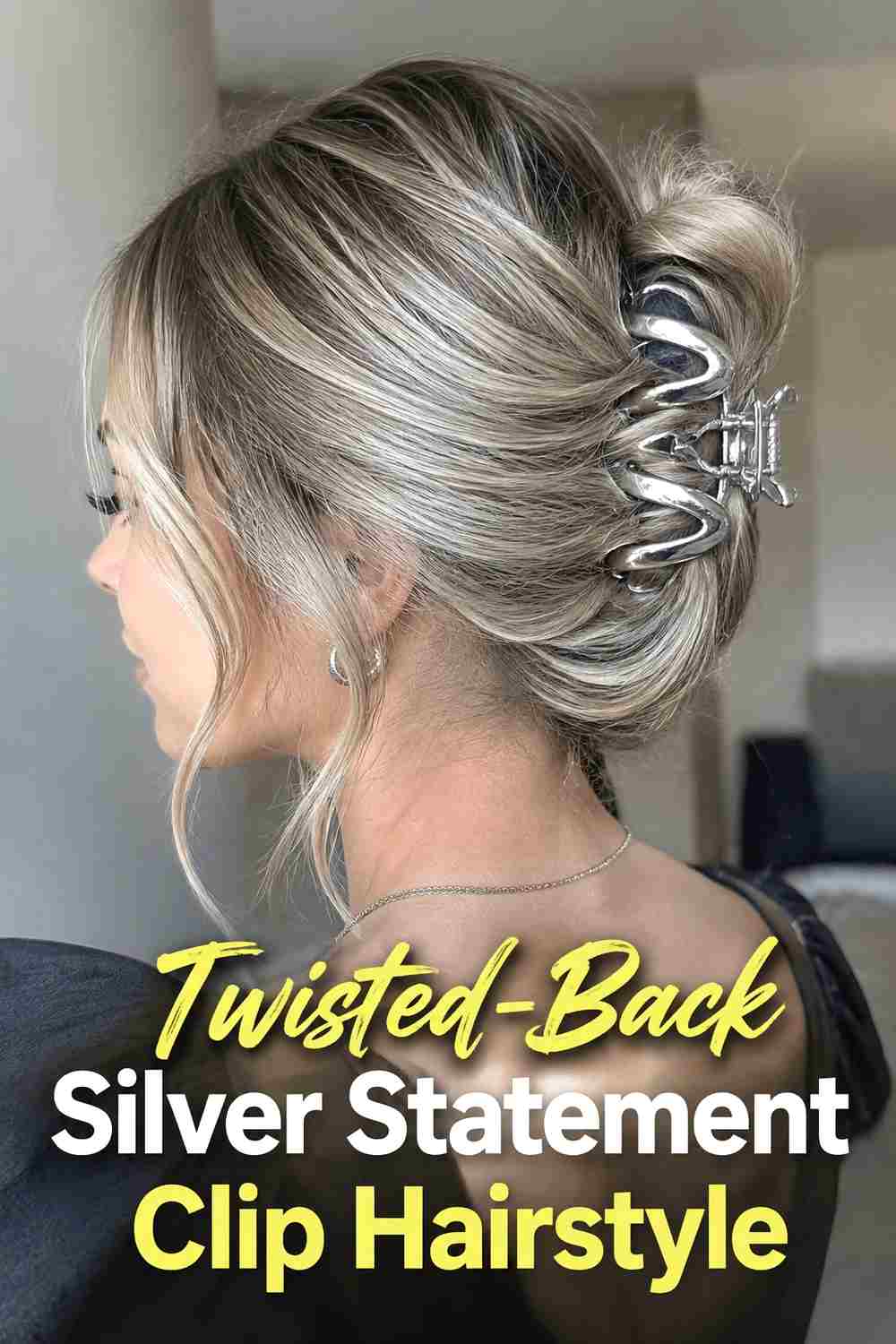 12. Twisted Back Silver Statement Clip Hairstyle