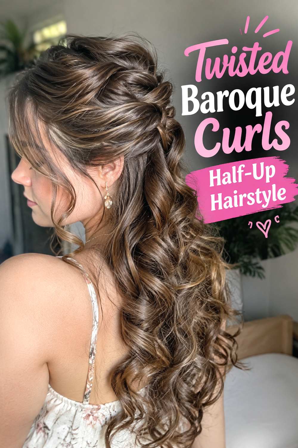 Twisted Baroque Curls Half-Up Hairstyle