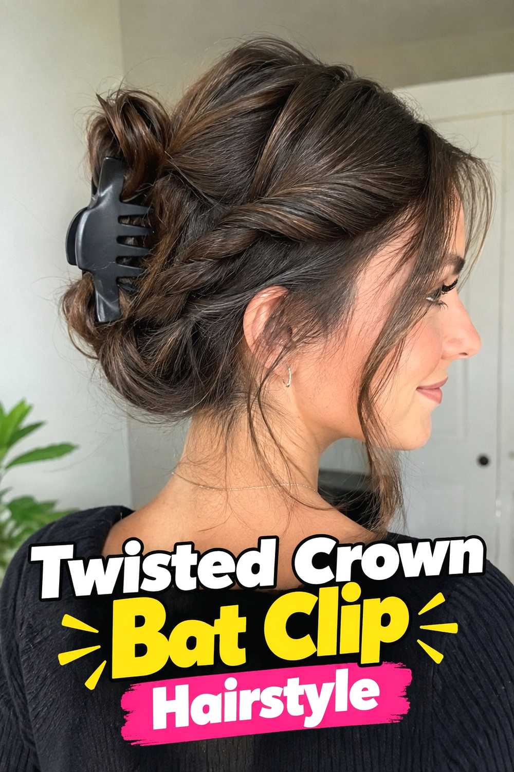 3. Twisted Crown Bat Clip Hairstyle