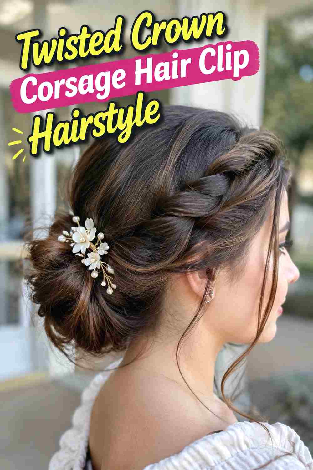 8. Twisted Crown Corsage Hair Clip Hairstyle