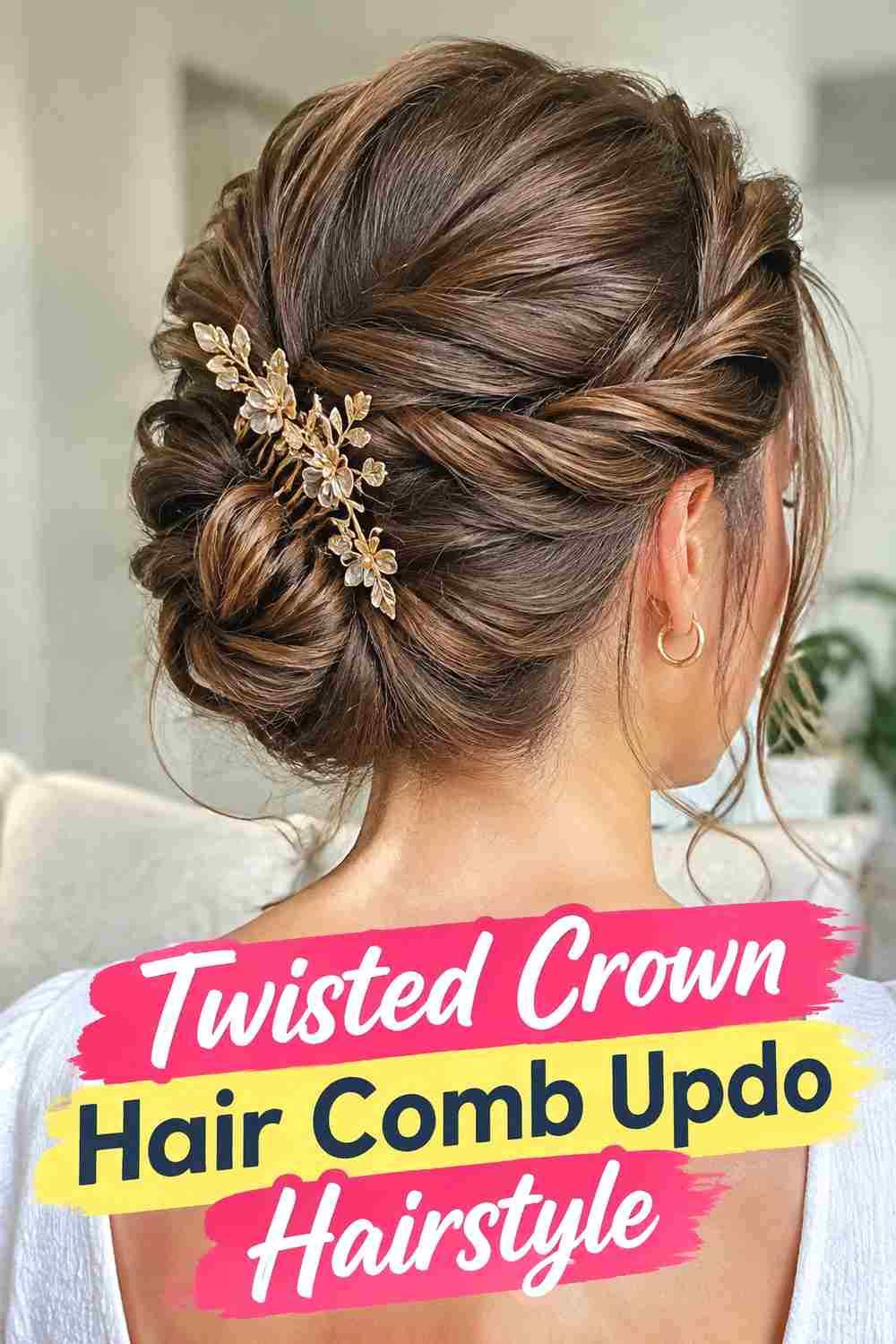 12. Twisted Crown Hair Comb Updo Hairstyle