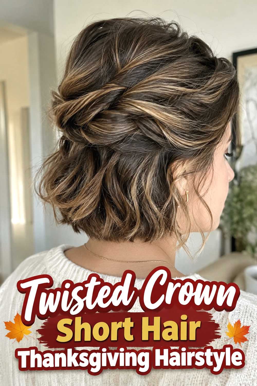 6. Twisted Crown Short Hair Thanksgiving Hairstyle
