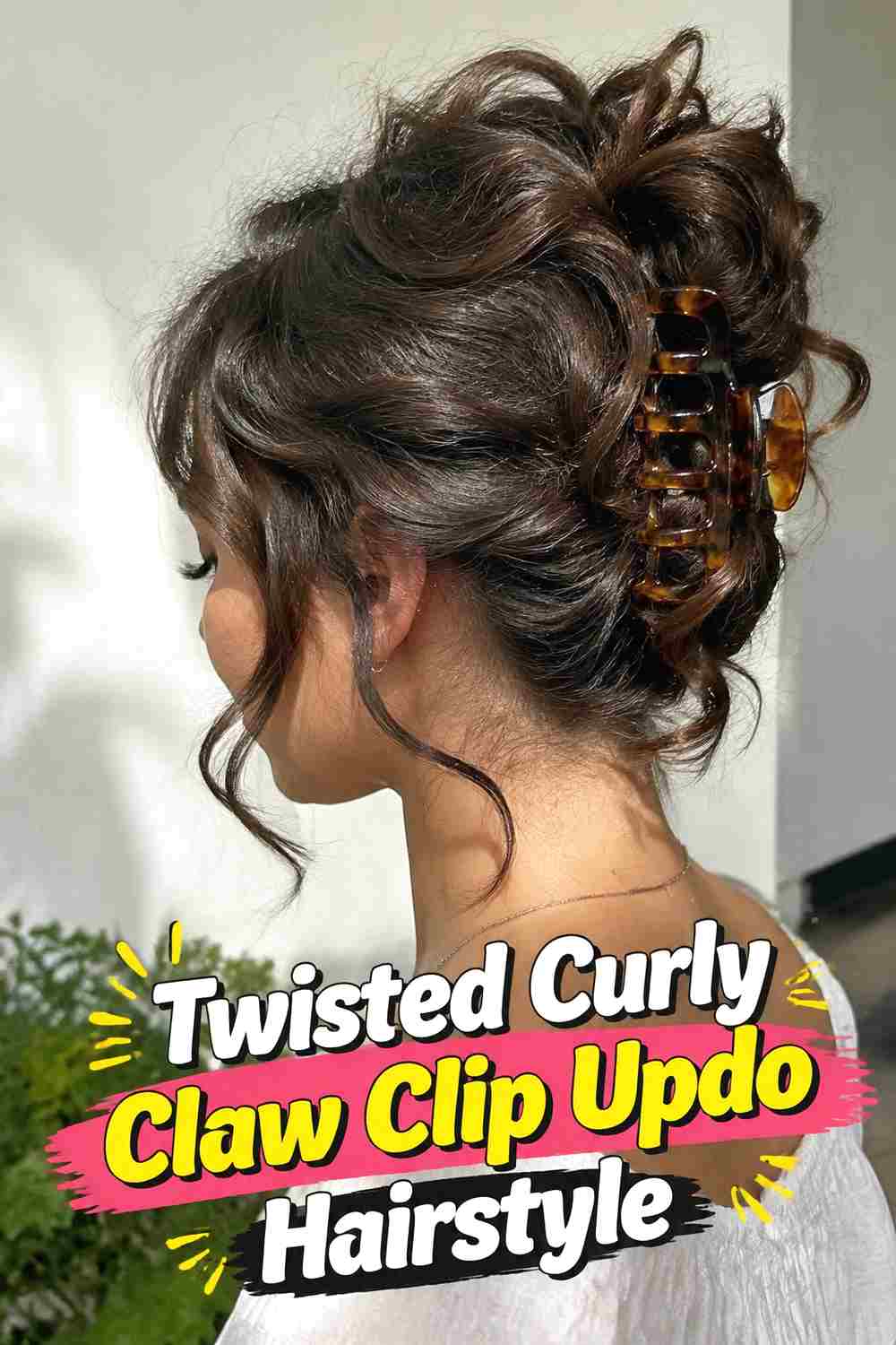 12. Twisted Curly Claw Clip Updo Hairstyle