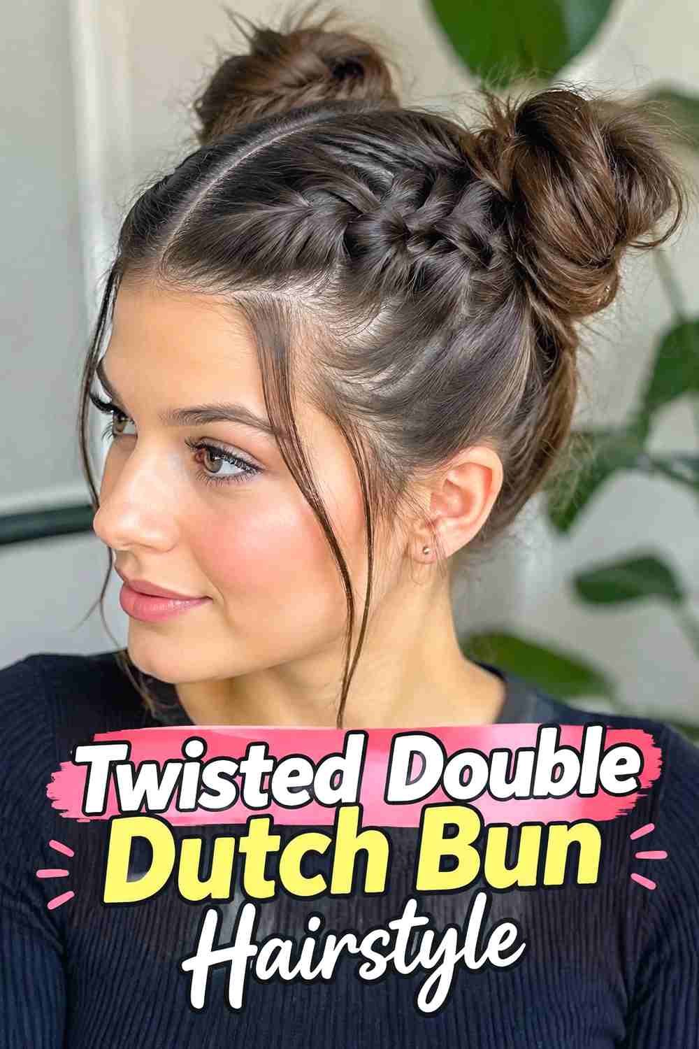 8. Twisted Double Dutch Bun Hairstyle