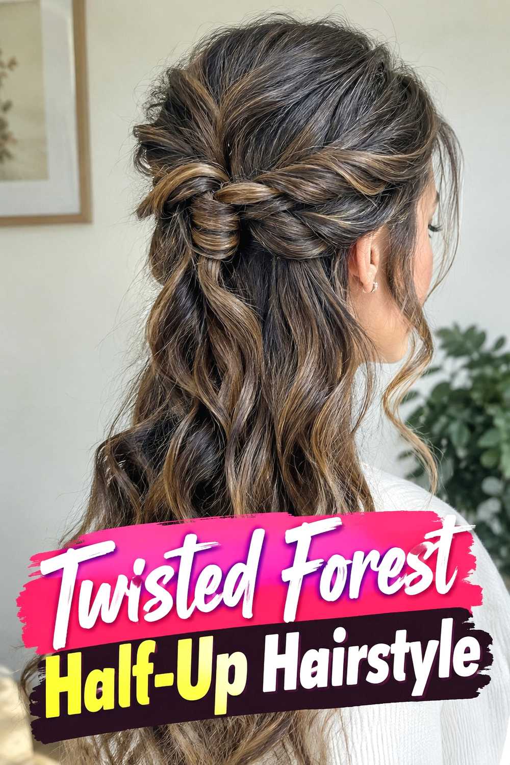 3. Twisted Forest Half Up Hairstyle