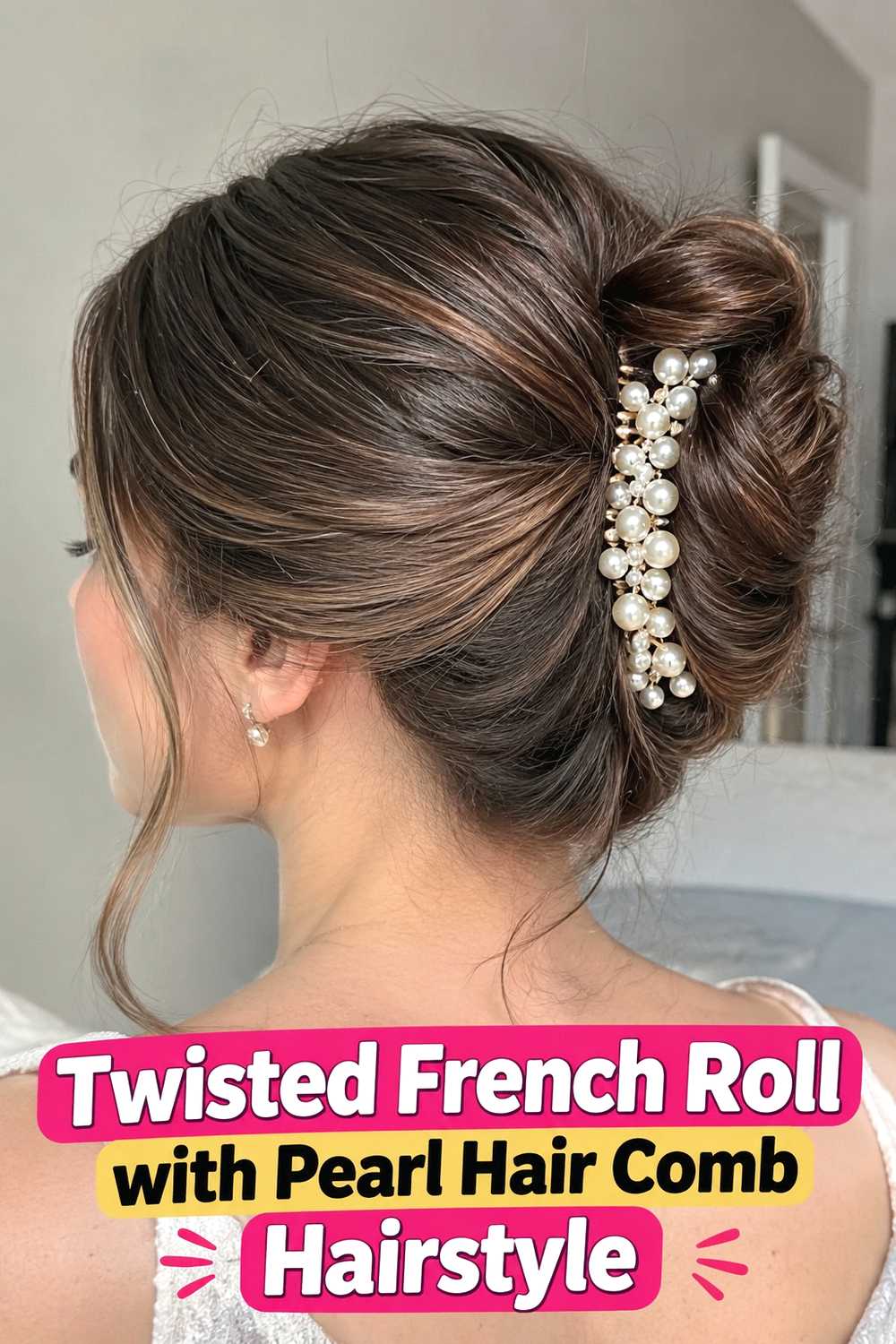 2. Twisted French Roll With Pearl Hair Comb Hairstyle