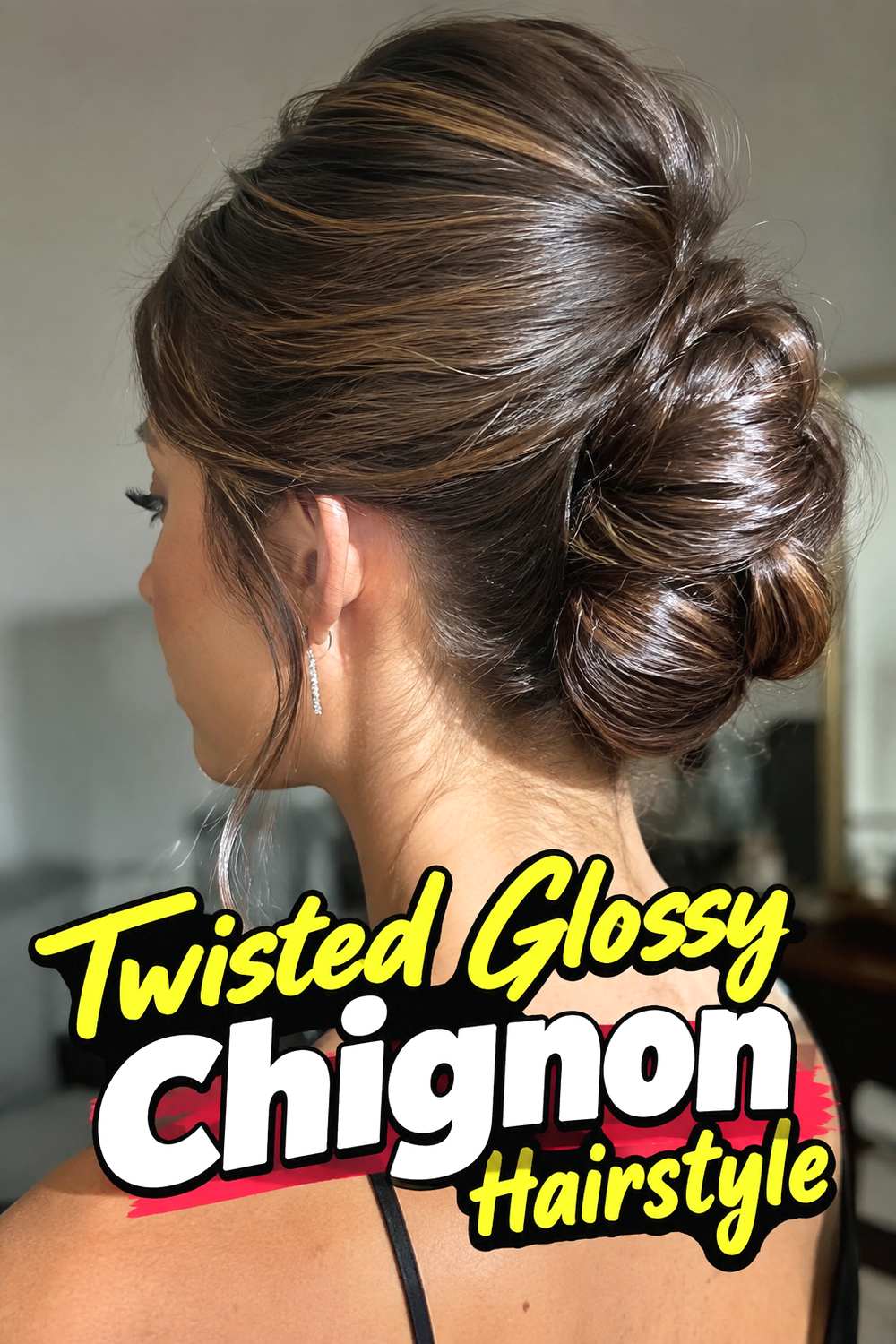 Twisted Glossy Chignon Hairstyle