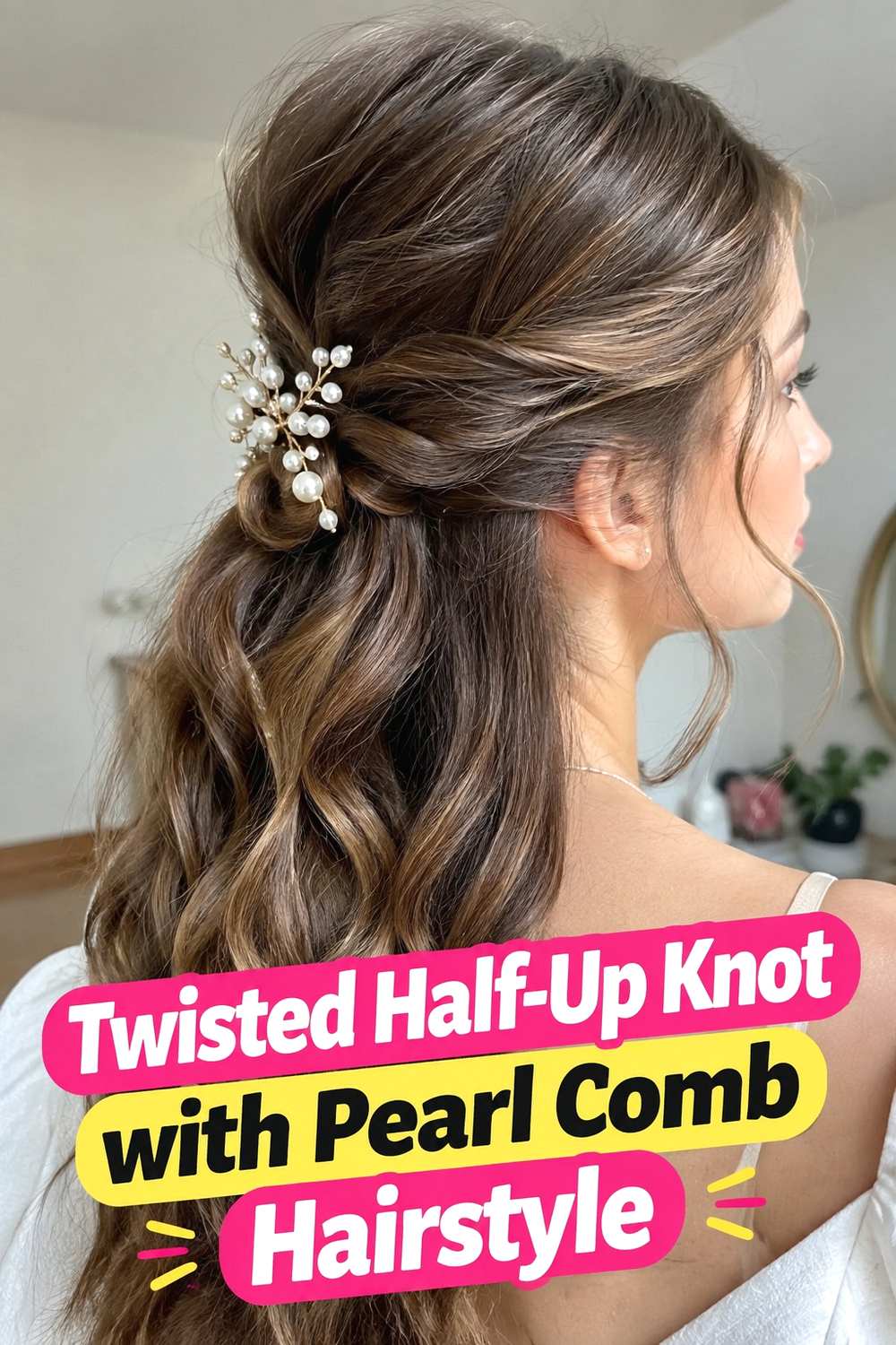 10. Twisted Half Up Knot With Pearl Comb Hairstyle