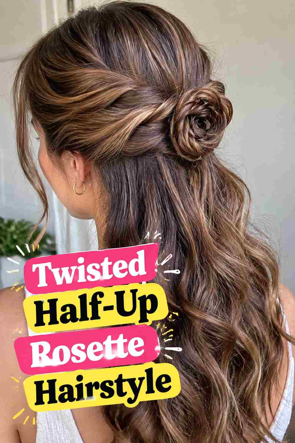 9. Twisted Half Up Rosette Hairstyle