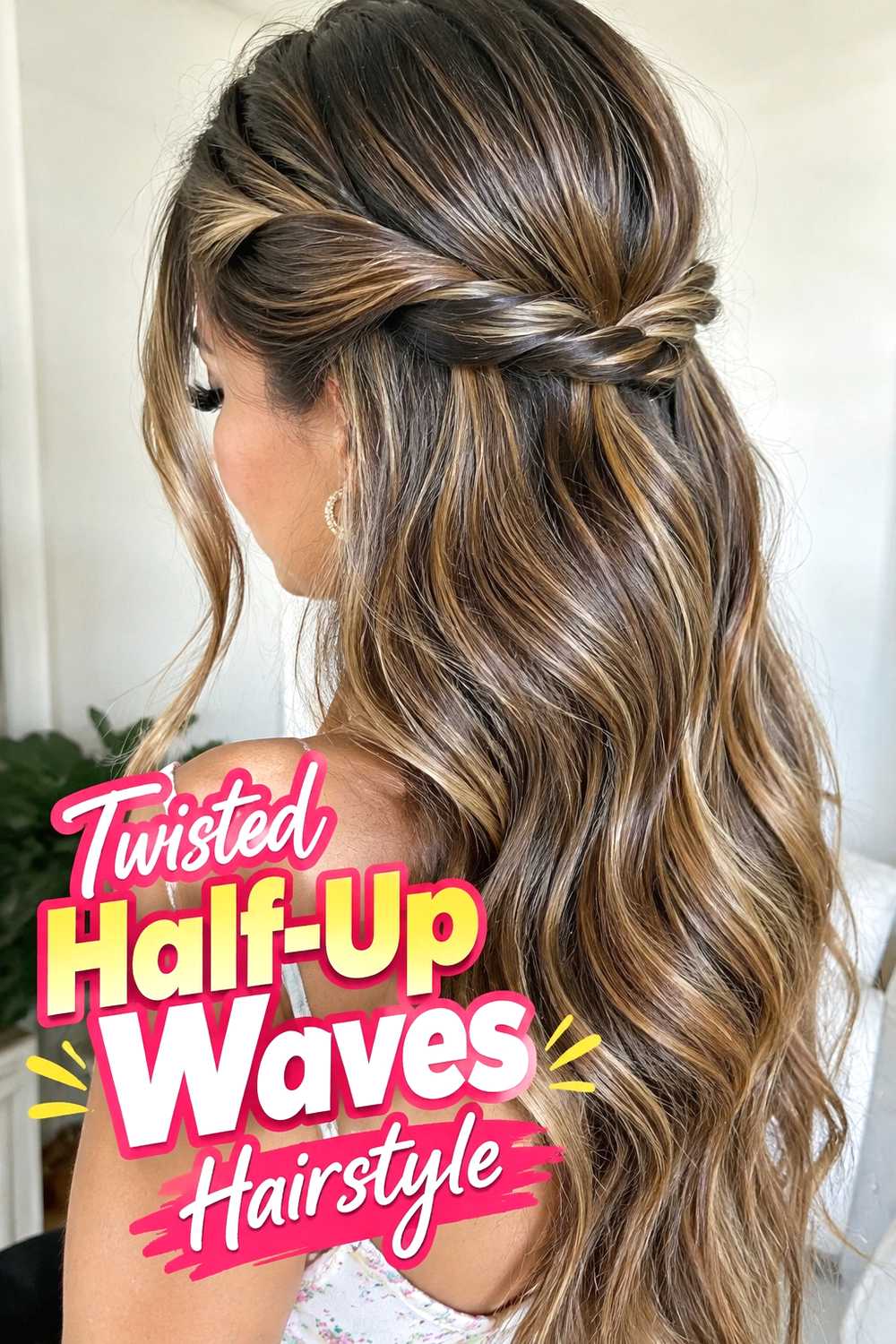 4. Twisted Half Up Waves Hairstyle
