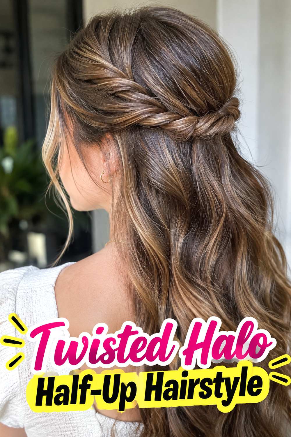 Twisted Halo Half-Up Hairstyle