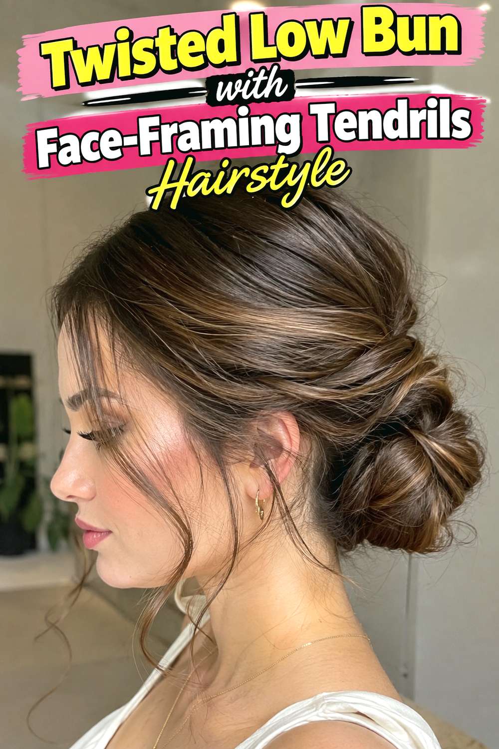 Twisted Low Bun with Face-Framing Tendrils Hairstyle