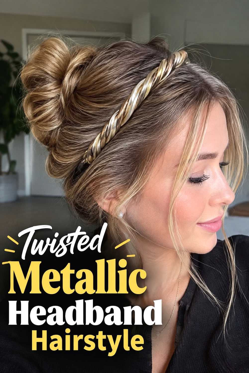 9. Twisted Metallic Headband Hairstyle