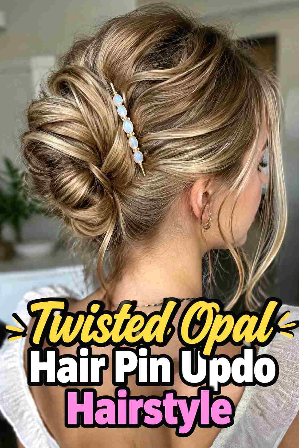 3. Twisted Opal Hair Pin Updo Hairstyle