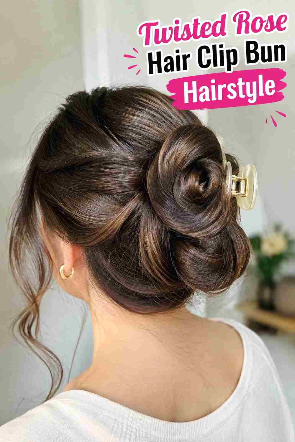 6. Twisted Rose Hair Clip Bun Hairstyle