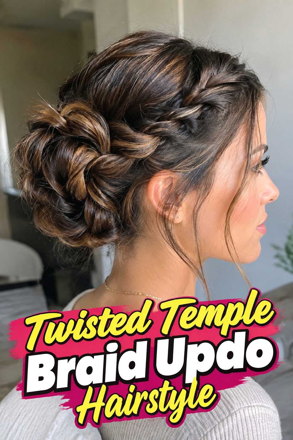 8. Twisted Temple Braid Updo Hairstyle